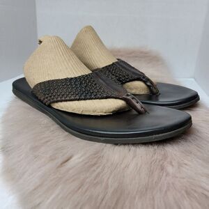 To Boot New York Brown Mens Leather Flip Flops Sandals Shoes Size 11.5